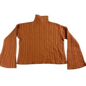 Antonio Melan Cashmere Crop Bell Sleeve Cable Knit Sweater Women's S Orange